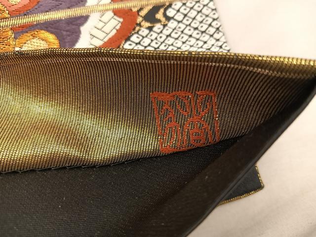 平和屋着物▼六通柄袋帯　唐織　作家物　慶祥典雅文　金糸　正絹　逸品　BAAX0250mz