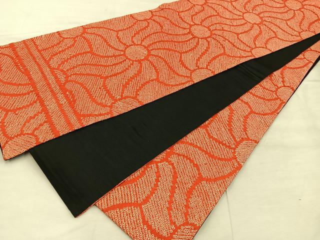 平和屋着物●全通柄　京袋帯　総絞り　舞花文　正絹　逸品　BAAX0258mz