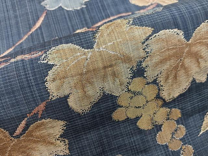 平和屋着物●六通柄袋帯　葡萄蔦の葉文　金銀糸　正絹　逸品　BAAX0260mz