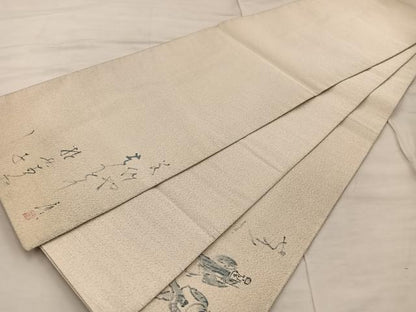 平和屋着物◎太鼓柄袋帯 作家物 手描き 綴れ 人物文 正絹 逸品 BAAX0266mz