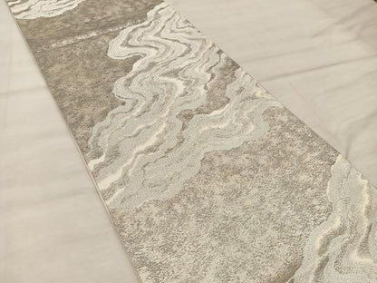 平和屋着物◎六通柄袋帯　流水文　銀糸　正絹　逸品　BAAX0271mz