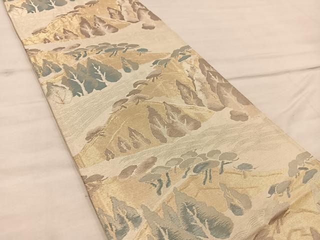 平和屋着物◎六通柄　京袋帯　樹林文　金糸　正絹　逸品　BAAX0284mz