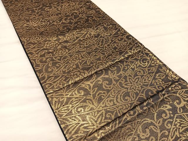 平和屋着物◎六通柄袋帯　松皮菱花文　金糸　正絹　逸品　BAAX0300mz