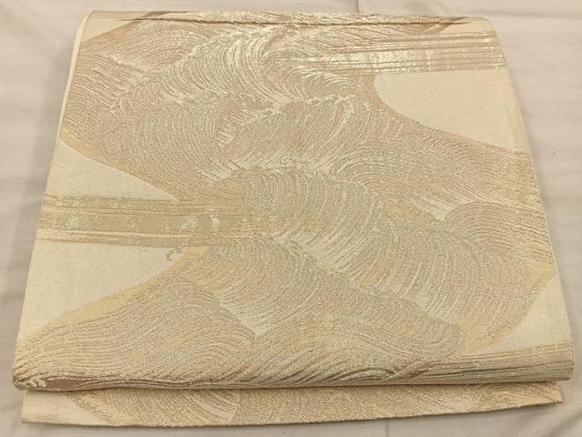 平和屋着物◎西陣　六通柄　京袋帯　立波文　金糸　正絹　逸品　BAAX0301mz