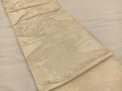 平和屋着物◎西陣　六通柄　京袋帯　立波文　金糸　正絹　逸品　BAAX0301mz