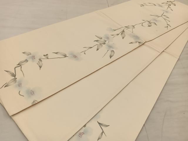 平和屋着物◎六通柄袋帯　枝花文　引箔　正絹　逸品　BAAX0314mz