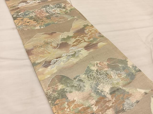 平和屋着物◎六通柄袋帯　遠山花文　金銀糸　正絹　逸品　BAAX0325mz
