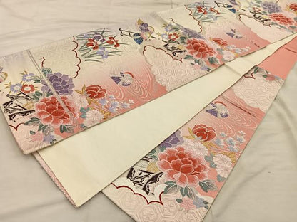 平和屋着物◎六通柄袋帯　唐織　鴛鴦花車文　金銀糸　正絹　逸品　BAAX0336mz