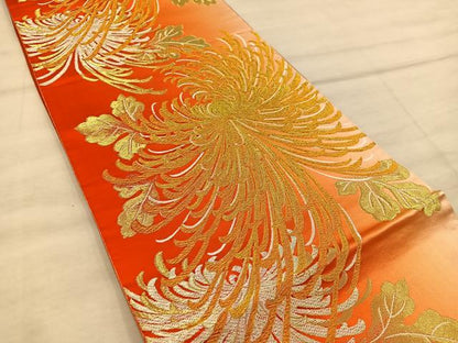 平和屋着物◎六通柄袋帯 乱菊 金糸 正絹 逸品 BAAX0358mz