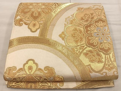 平和屋着物◎六通柄袋帯 正倉院花文 金糸 正絹 逸品 BAAX0361mz