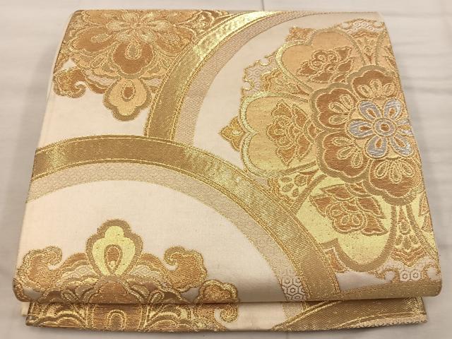 平和屋着物◎六通柄袋帯 正倉院花文 金糸 正絹 逸品 BAAX0361mz