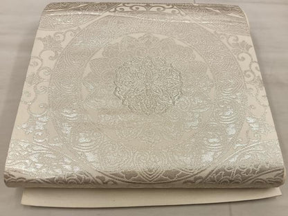 平和屋着物◎六通柄袋帯 正倉院花文 銀糸 正絹 逸品 BAAX0383mz