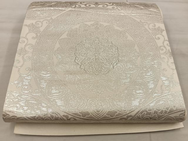 平和屋着物◎六通柄袋帯 正倉院花文 銀糸 正絹 逸品 BAAX0383mz