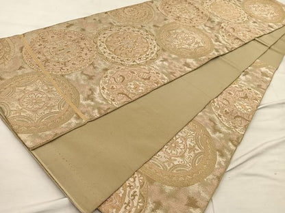平和屋着物◎六通柄　京袋帯　本袋帯　花丸文　金糸　正絹　逸品　BAAX0389mz