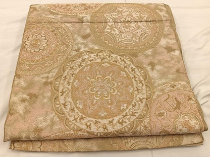 平和屋着物◎六通柄　京袋帯　本袋帯　花丸文　金糸　正絹　逸品　BAAX0389mz