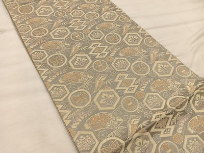 平和屋着物◎六通柄 京袋帯 亀甲花蝶文 正絹 逸品 BAAX0390mz