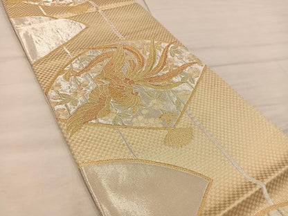 平和屋着物◎六通柄袋帯 鳳凰花文 金銀糸 正絹 逸品 BAAX0392mz