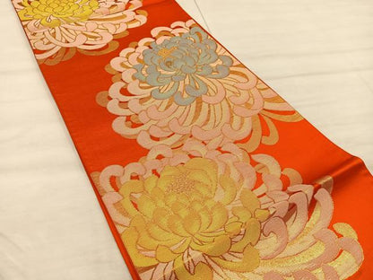 平和屋着物◎六通柄袋帯 乱菊 金糸 正絹 逸品 BAAX0395mz