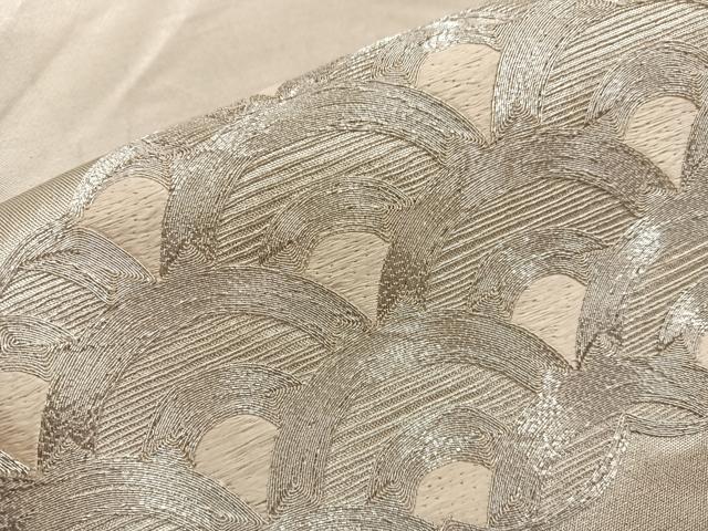 平和屋着物◎太鼓柄袋帯 総駒刺繍 雲重ね青海波 正絹 逸品 BAAX0401mz