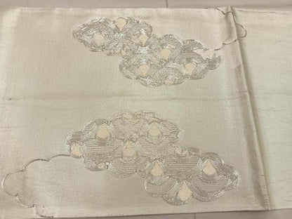 平和屋着物◎太鼓柄袋帯 総駒刺繍 雲重ね青海波 正絹 逸品 BAAX0401mz