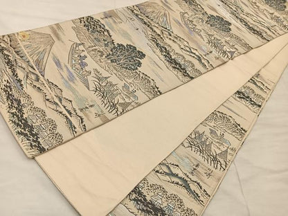 平和屋着物◎西陣 六通柄袋帯 人物風景文 金糸 証紙付き 正絹 逸品 BAAX0406mz