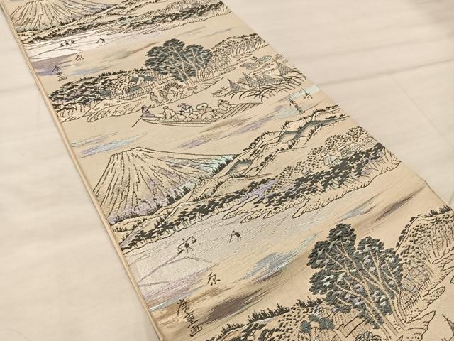 平和屋着物◎西陣 六通柄袋帯 人物風景文 金糸 証紙付き 正絹 逸品 BAAX0406mz
