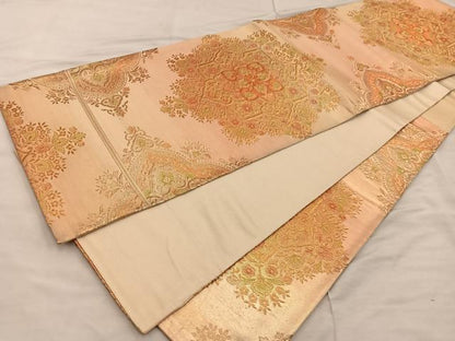 平和屋着物◎六通柄袋帯 正倉院花文 金糸 正絹 逸品 BAAX0421mz