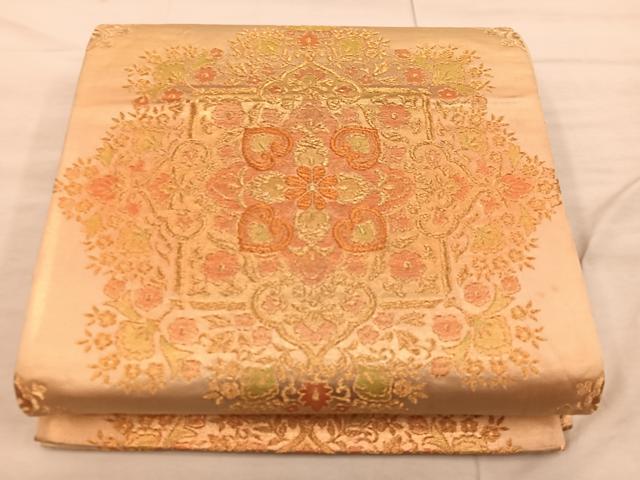 平和屋着物◎六通柄袋帯 正倉院花文 金糸 正絹 逸品 BAAX0421mz