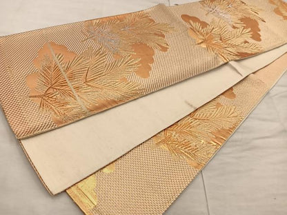 平和屋着物◎六通柄袋帯　草葉文　金銀糸　正絹　逸品　BAAX0429mz