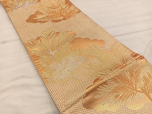 平和屋着物◎六通柄袋帯　草葉文　金銀糸　正絹　逸品　BAAX0429mz