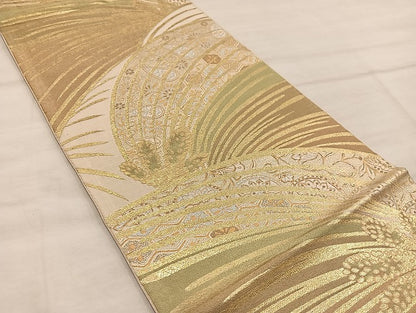平和屋着物◎六通柄　京袋帯　亀甲花文　金銀糸　正絹　逸品　BAAX0435mz