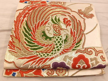 平和屋着物◎六通柄袋帯 唐織 鳳凰花文 金糸 正絹 逸品 BAAX0446mz