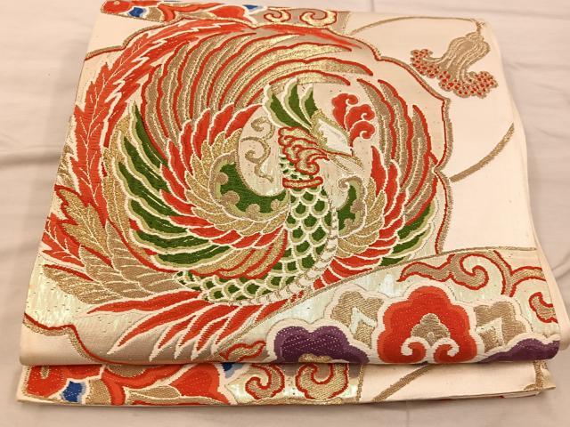 平和屋着物◎六通柄袋帯 唐織 鳳凰花文 金糸 正絹 逸品 BAAX0446mz