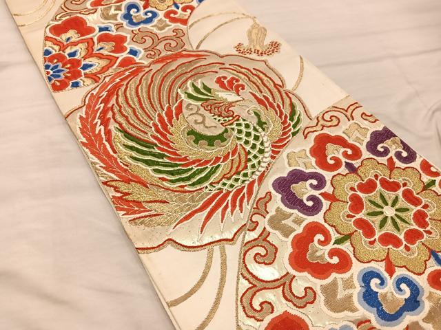 平和屋着物◎六通柄袋帯 唐織 鳳凰花文 金糸 正絹 逸品 BAAX0446mz