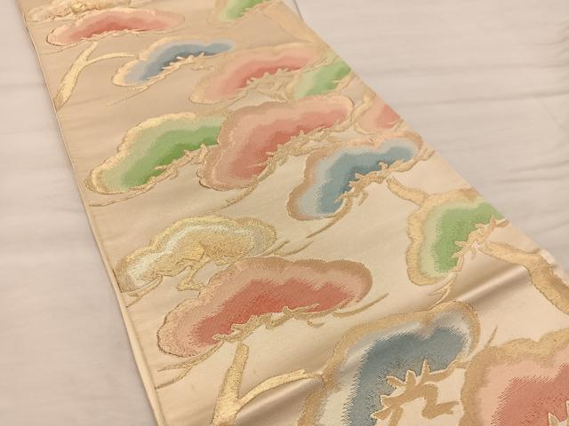 平和屋着物◎六通柄袋帯　松　金糸　正絹　逸品　BAAX0457mz