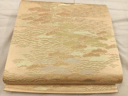 平和屋着物◎六通柄袋帯 流水松文 金銀糸 正絹 逸品 BAAX0471mz