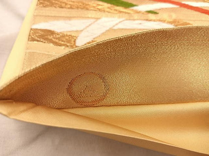 平和屋着物◎六通柄袋帯 唐織 若松葉 金糸 鈴乃屋扱い 正絹 逸品 BAAX0472mz