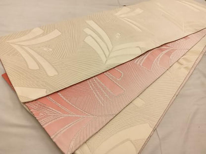 平和屋着物◎両面 全通柄袋帯 草葉文 銀糸 正絹 逸品 BAAX0494mz