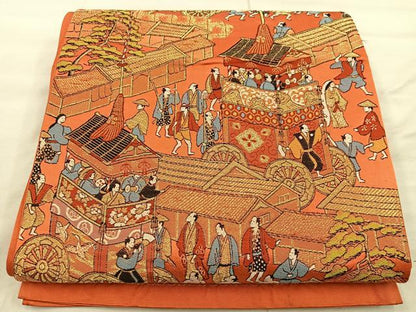 平和屋着物◎六通柄袋帯　祇園祭　金糸　正絹　逸品　BAAX0501mz