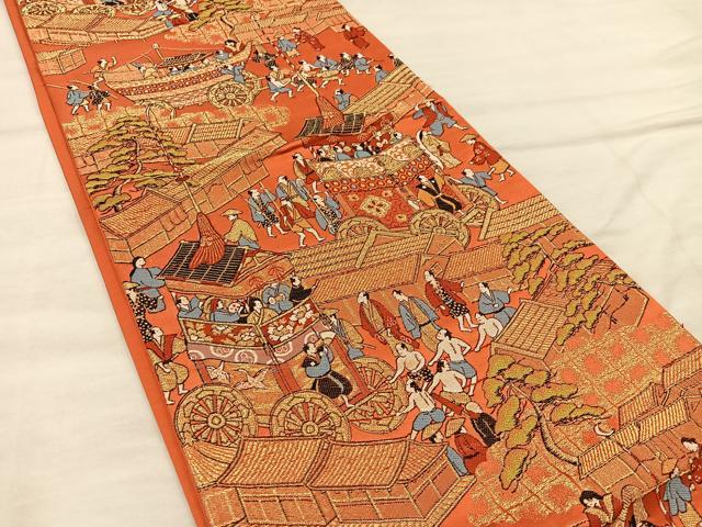 平和屋着物◎六通柄袋帯　祇園祭　金糸　正絹　逸品　BAAX0501mz