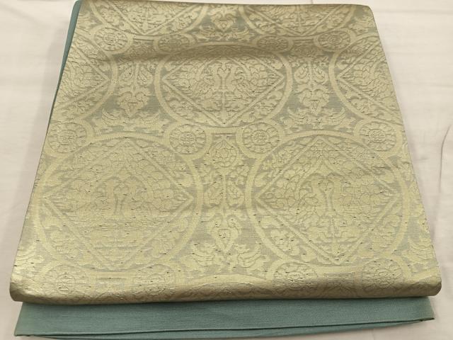 平和屋着物◎西陣 六通柄袋帯 向かい鳥丸文 金糸 証紙付き 正絹 逸品 BAAX0518mz