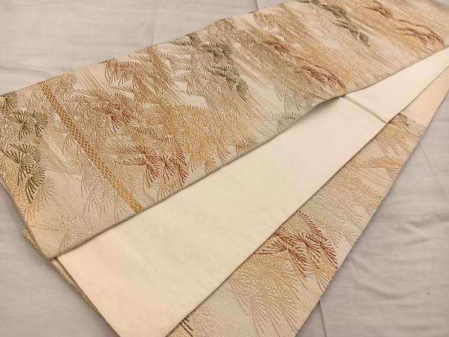 平和屋着物◎六通柄袋帯 松葉文 金銀糸 正絹 逸品 BAAX0521mz