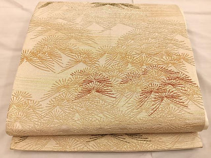 平和屋着物◎六通柄袋帯 松葉文 金銀糸 正絹 逸品 BAAX0521mz