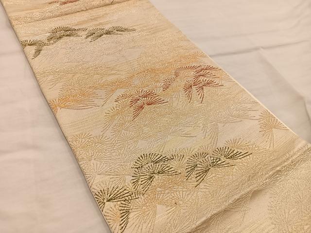 平和屋着物◎六通柄袋帯 松葉文 金銀糸 正絹 逸品 BAAX0521mz