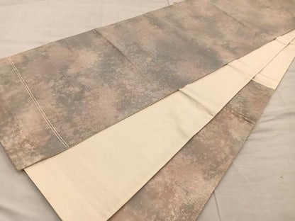 平和屋着物◎六通柄袋帯　霞文　引箔　正絹　逸品　BAAX0522mz
