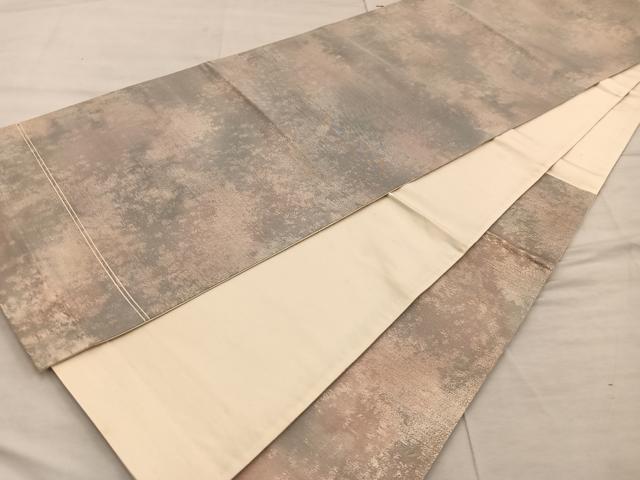 平和屋着物◎六通柄袋帯　霞文　引箔　正絹　逸品　BAAX0522mz