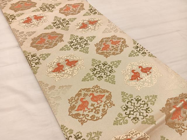 平和屋着物◎六通柄袋帯　渡来裂　金糸　正絹　逸品　BAAX0528mz