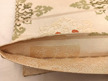 平和屋着物◎六通柄袋帯　渡来裂　金糸　正絹　逸品　BAAX0528mz