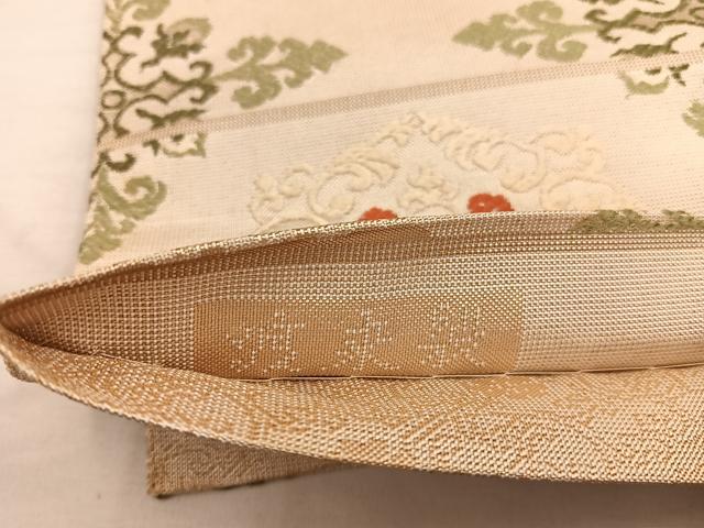 平和屋着物◎六通柄袋帯　渡来裂　金糸　正絹　逸品　BAAX0528mz