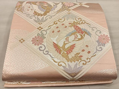 平和屋着物◎六通柄袋帯 鳳凰花文 金銀糸 正絹 逸品 BAAX0549mz